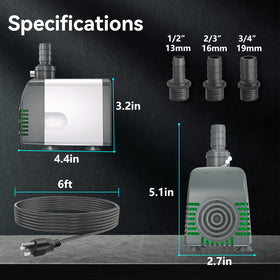 Knifel 540GPH pump side view suitable for ponds and water features.