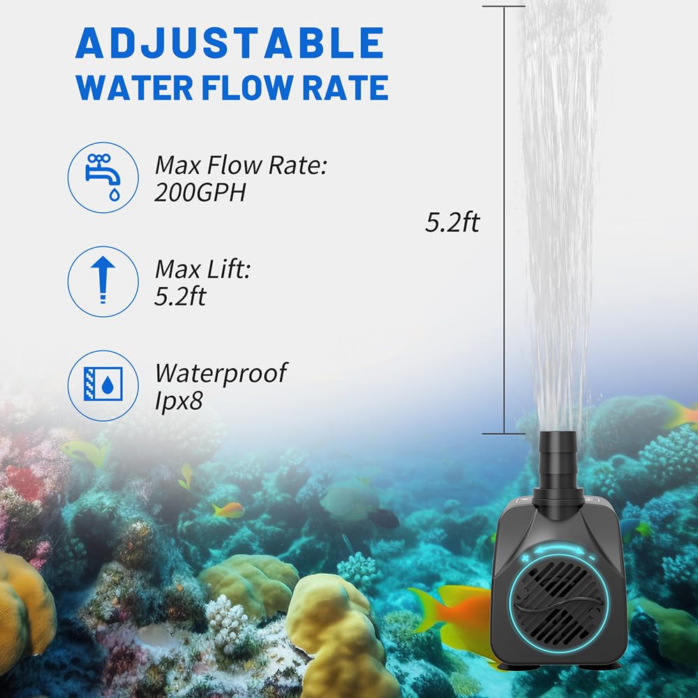 Knifel submersible pump flow-control knob enables adjustable output.