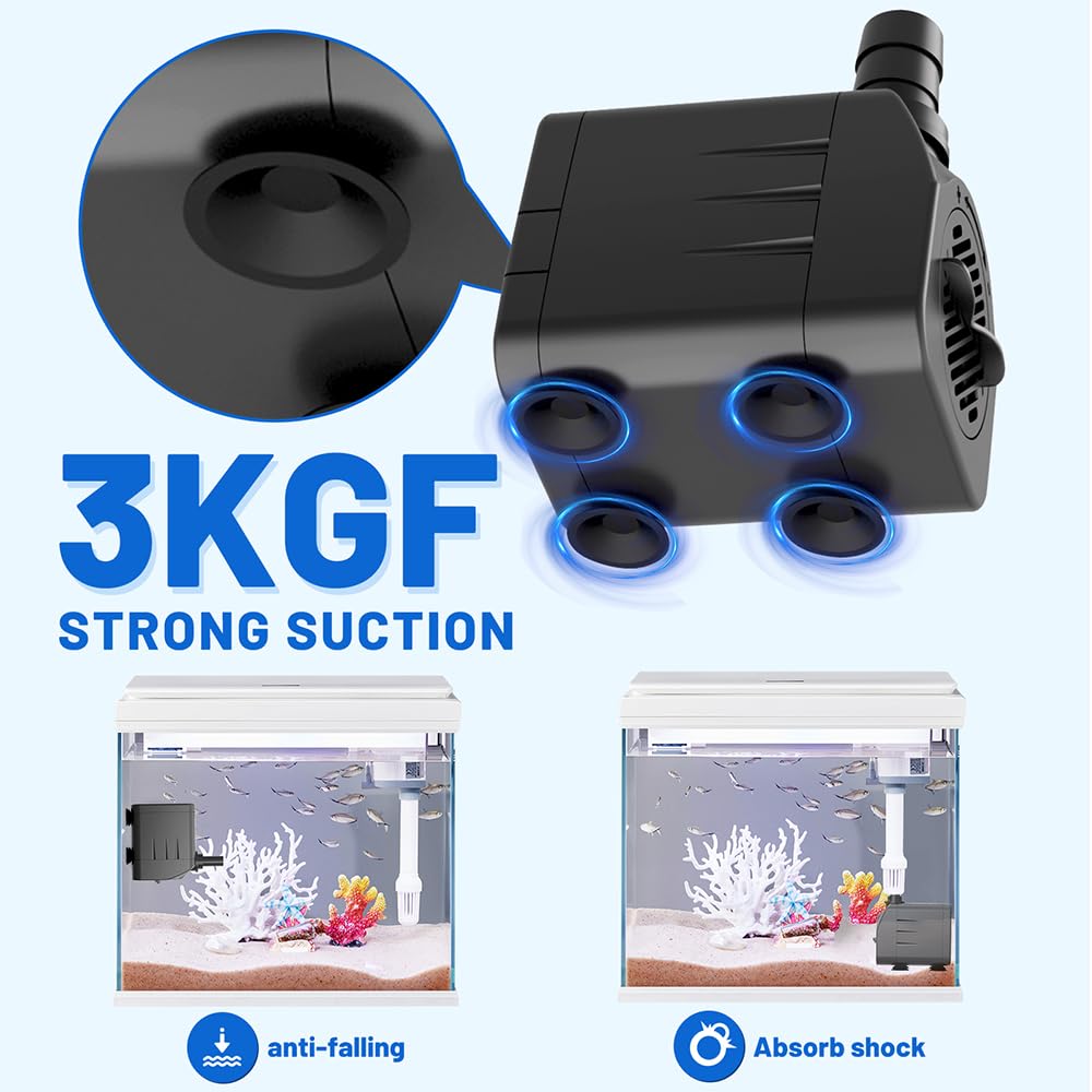 Knifel pump with four suction cups holds position securely.