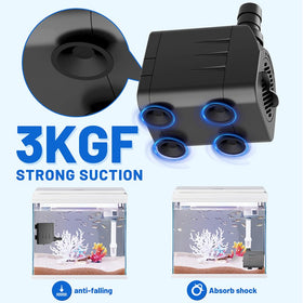 Knifel pump with four suction cups holds position securely.