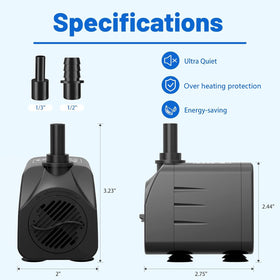 Knifel pump suitable for aquariums, fountains, spouts, and hydroponics.