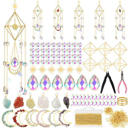 Knitgrip crystal suncatchers 6-set hanging prisms brighten windows with rainbow light.
