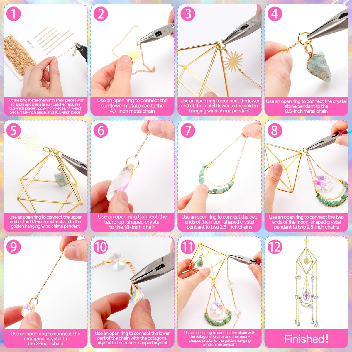 Knitgrip gold chain wind chimes provide a subtle musical decorative touch.