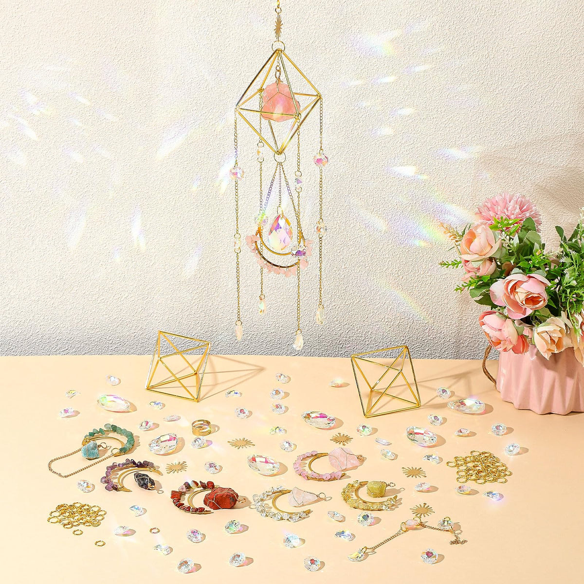 Knitgrip metal sunflower pendants create cheerful, sun-inspired accents in any space.