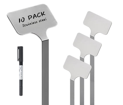 KNLLFolan stainless steel plant labels set of 10 for durable garden tagging.