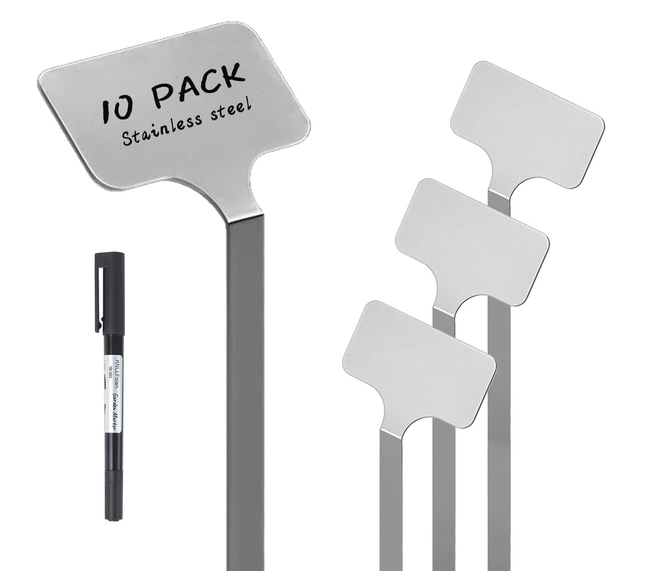 KNLLFolan stainless steel plant labels set of 10 for durable garden tagging.