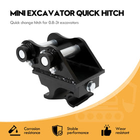 Knmuoep quick hitch with bucket attachment for versatile digging tasks.
