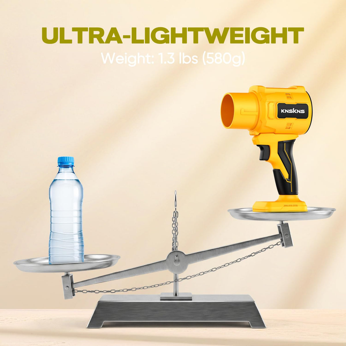KNSKNS lightweight blower at 1.3 lb for effortless handling.