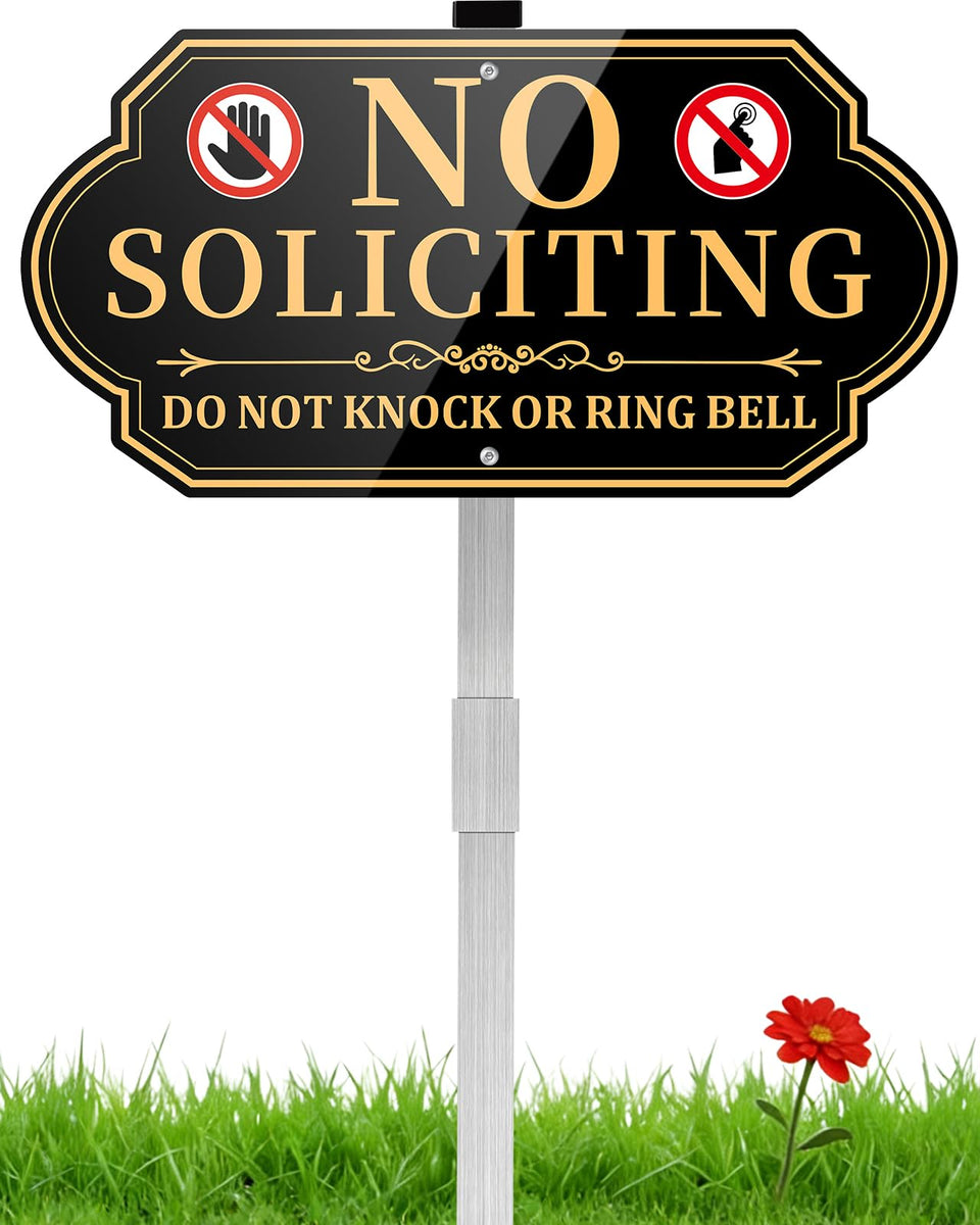 Koalaat no soliciting sign in front yard with bold letters communicates privacy boundaries.