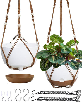 Koalaime 2-pack hanging planters with 10-inch baskets for indoor-outdoor use.