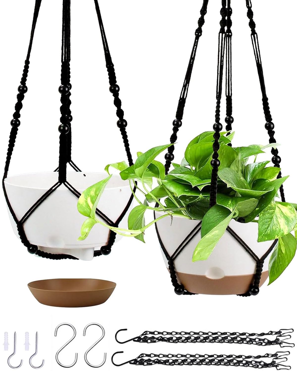 Koalaime 2-pack hanging planters set with three hooks for indoor or outdoor use