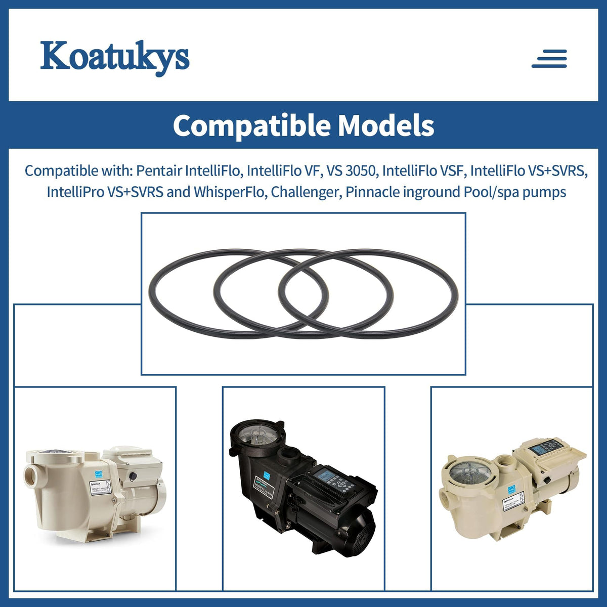Koatukys 350013 packaging label highlighting three O-rings per pack for replacement.
