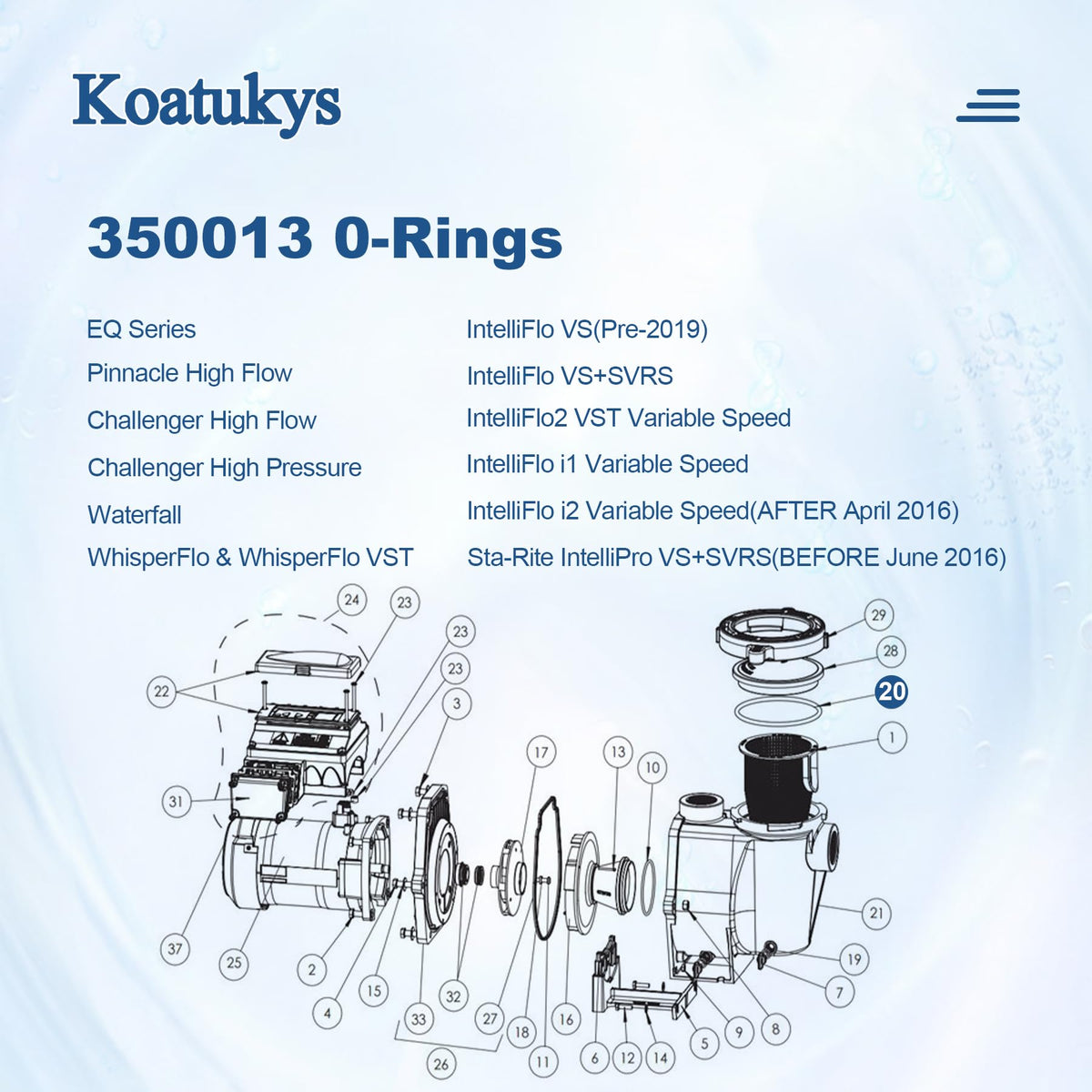 Koatukys 350013 pump trap lid assembly demonstrating simple replacement.