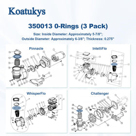 Koatukys 350013 three O-rings pack ready for quick pump maintenance.