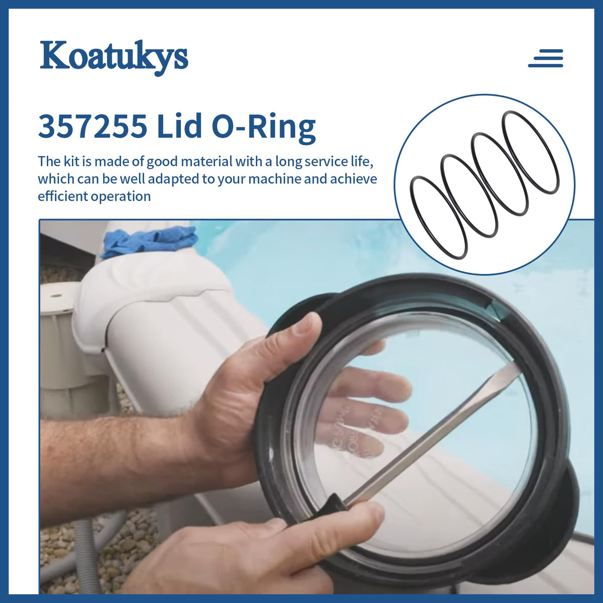 Koatukys replacement O-ring for Sta-Rite OptiFlo and SuperMax prevents leaks.