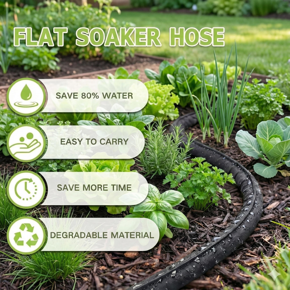 KOBAZ drip system soaker in garden bed delivers even moisture