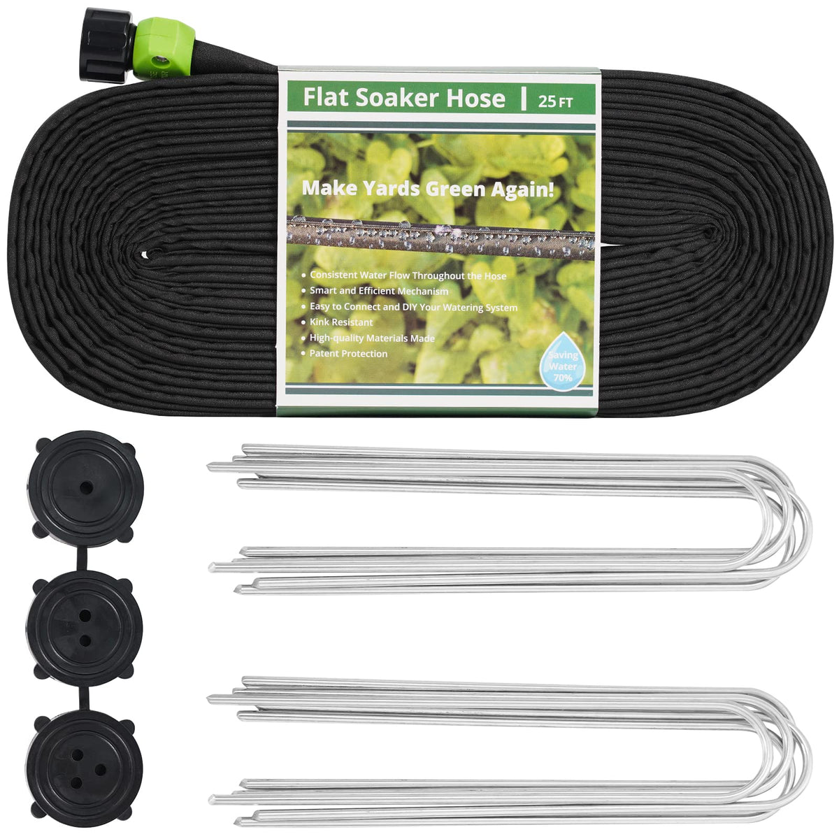 KOBAZ Garden Soaker Hose 25ft showing even water distribution for uniform irrigation