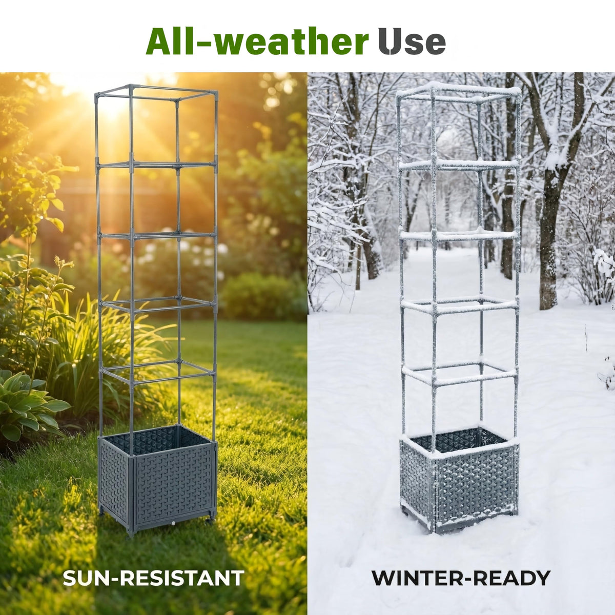 KOBAZ planter with lockable wheels, easy to move for sun exposure.