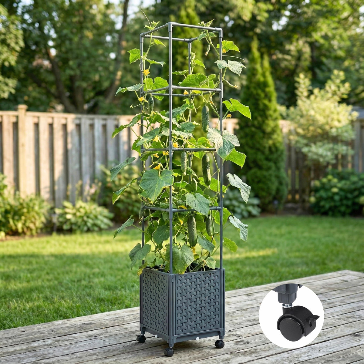 KOBAZ self-watering reservoir helps keep soil moisture steady.