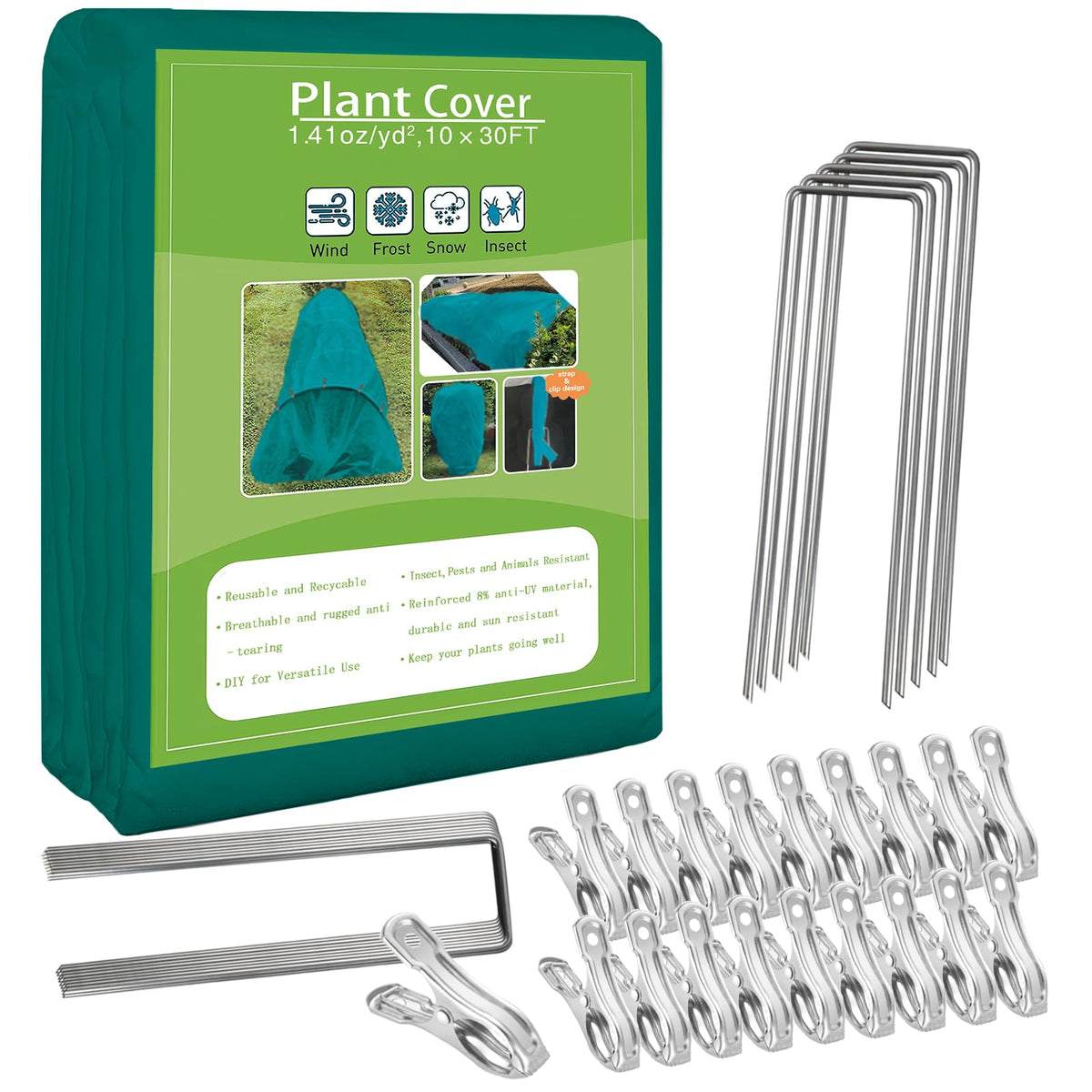 Kockuu dark green frost cover shielding a vegetable bed from cold