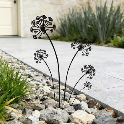 KODIBO dandelion stake outdoors enhances garden silhouette