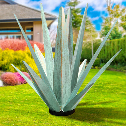 KODIBO large tequila rustic sculpture with mint-green finish for outdoor durability.