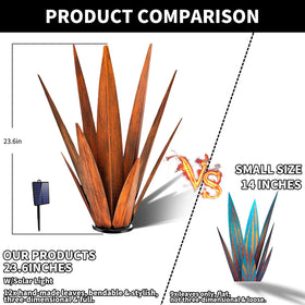 KODIBO metal agave garden statue with rusty finish adds durable, weatherproof charm