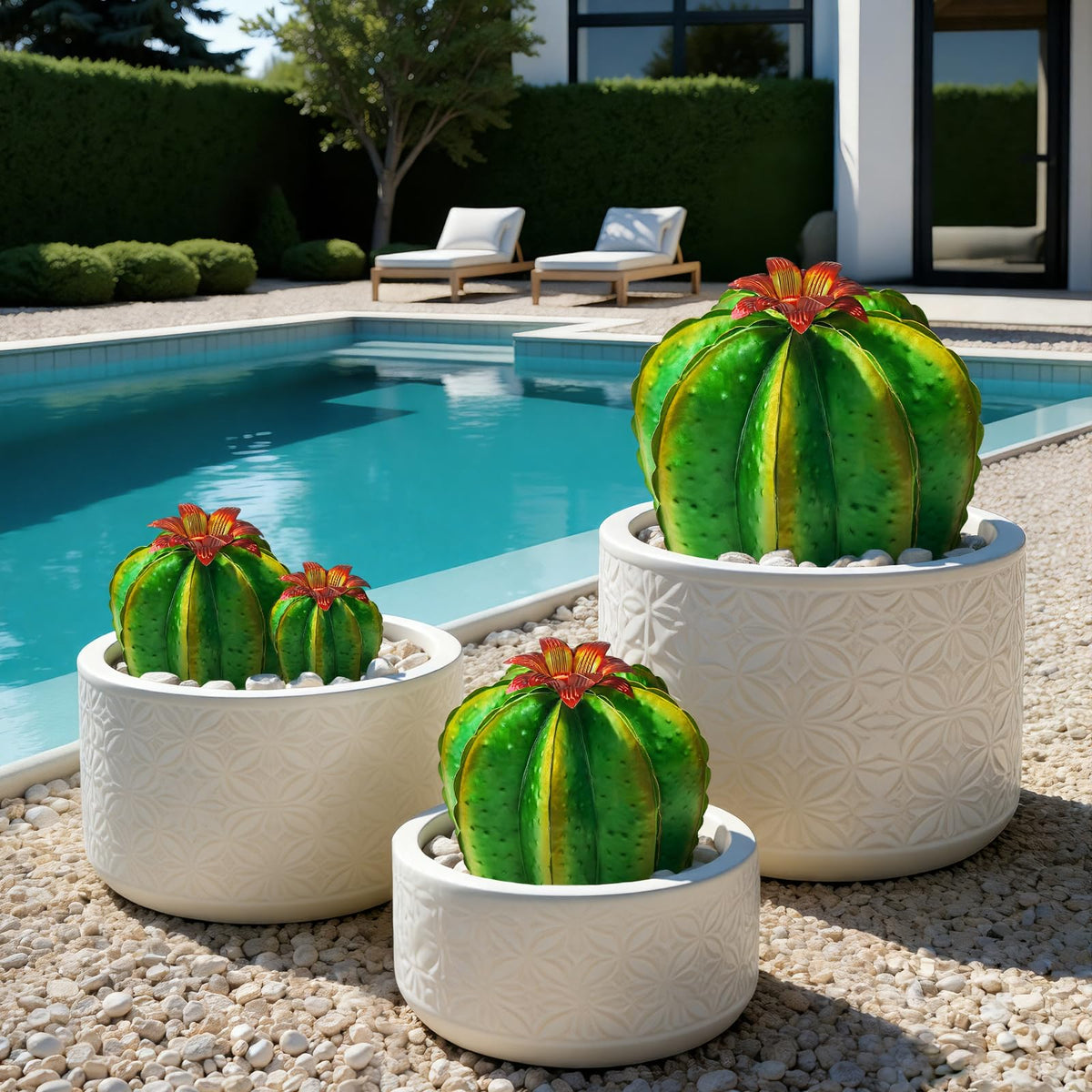 KODIBO metal cactus yard art giftable set for outdoor decor