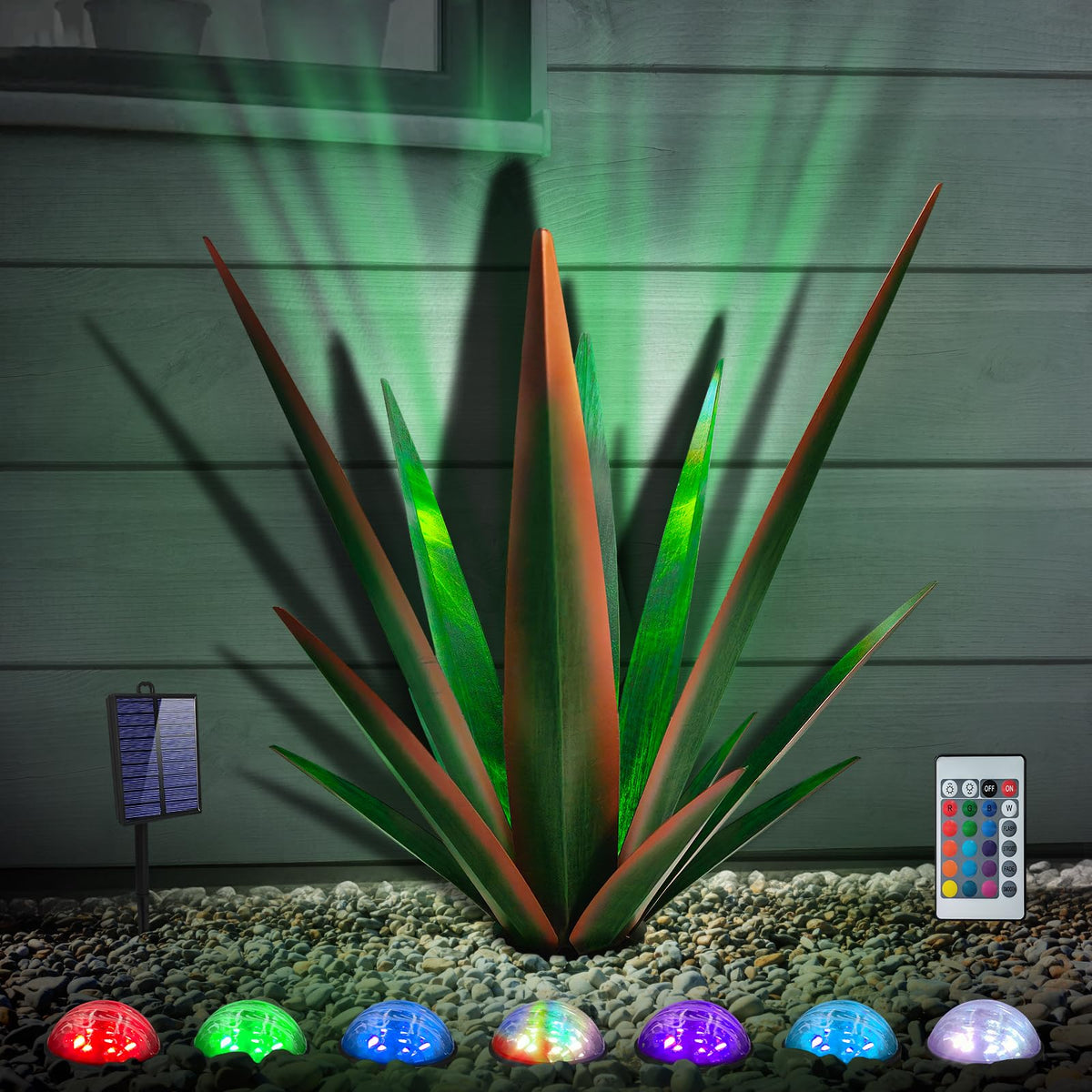 KODIBO Tequila Rustic Sculpture with hand-painted green finish for standout garden decor.