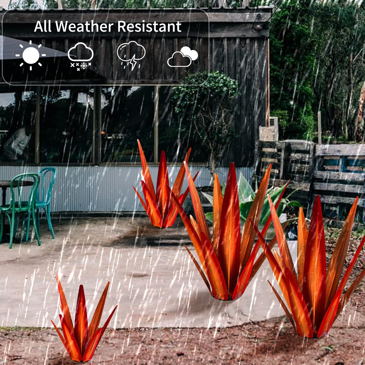 KODIBO red yard stake sculpture adds color to the garden