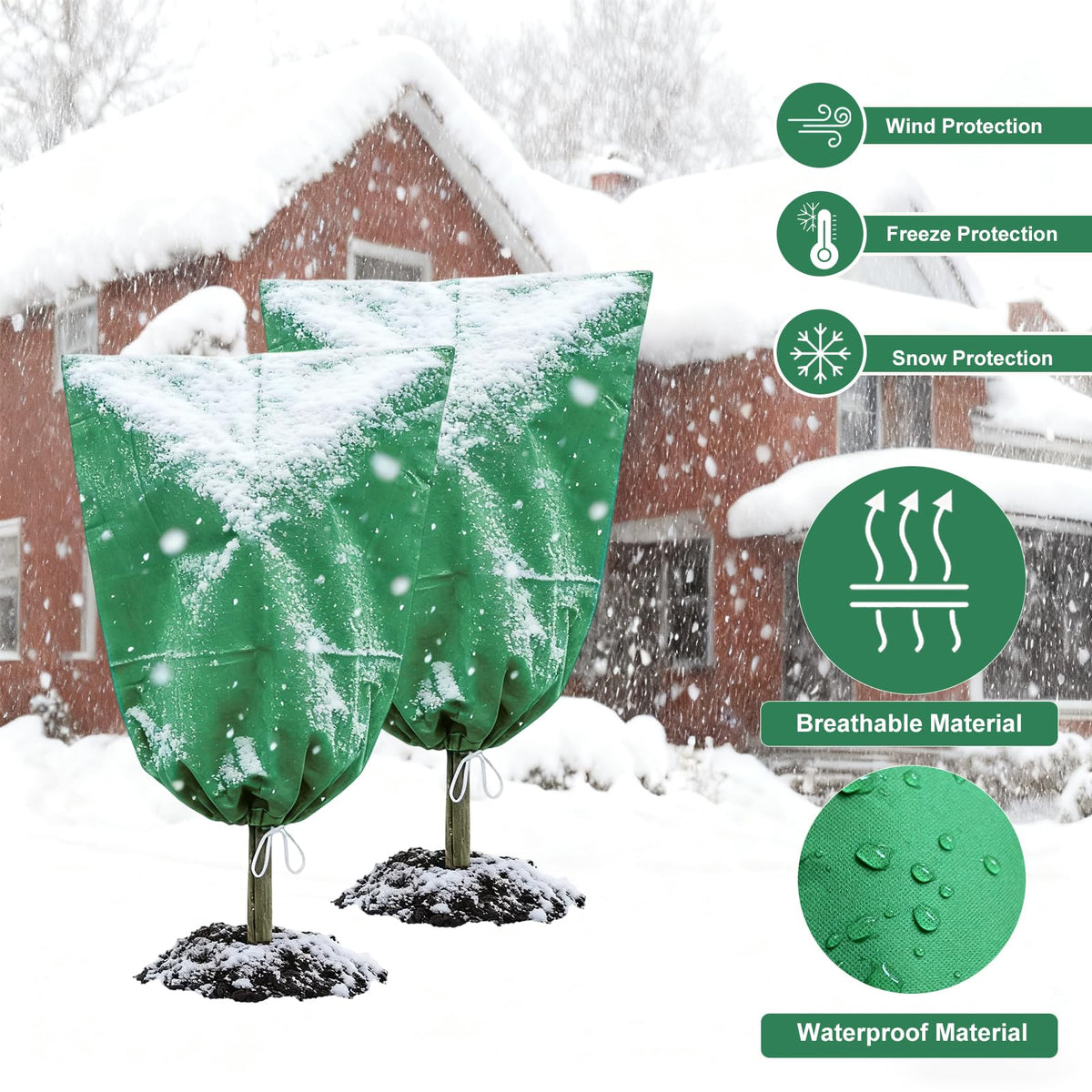KOEVSU frost blanket on shrubs and trees provides durable outdoor frost protection