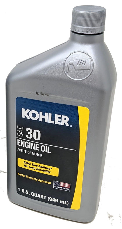 Kohler Oil 30W 1QT bottle view supports smooth engine operation.
