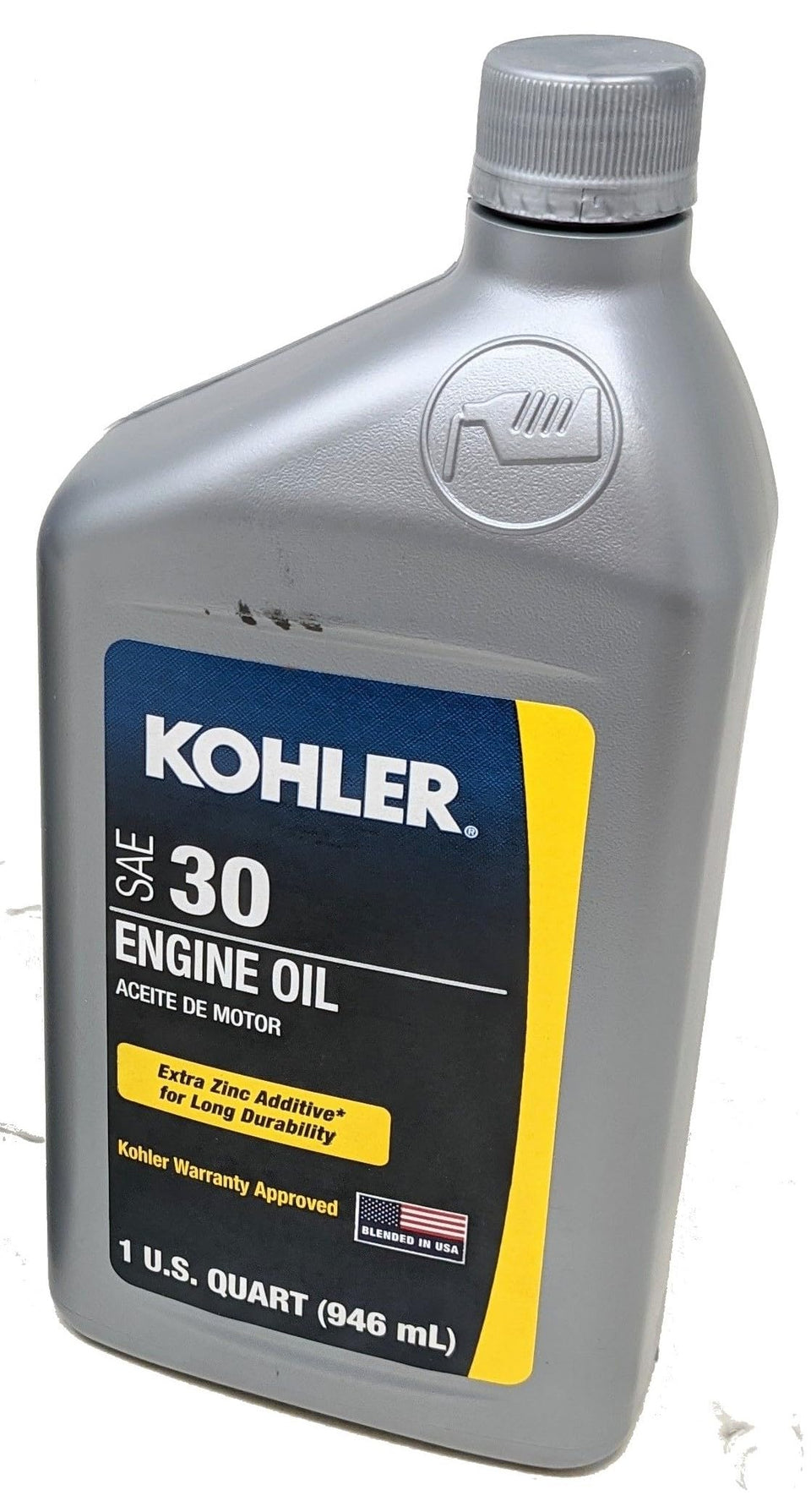 Kohler Oil 30W 1QT bottle view supports smooth engine operation.