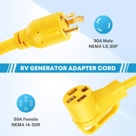 Kohree NEMA 14-50R receptacle on adapter for RV setups.
