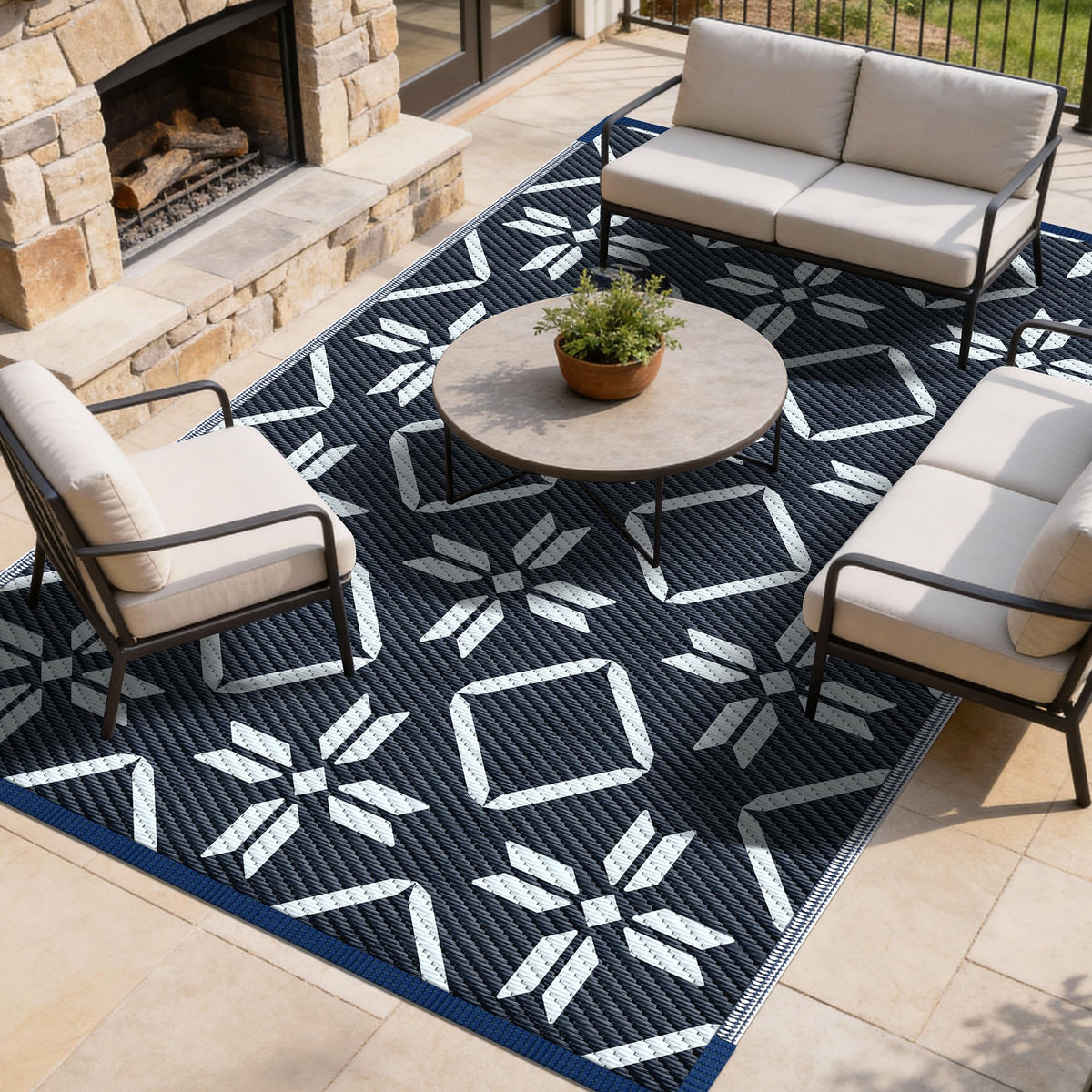Kohree Outdoor Rug ultimate patio blue breathable and durable.