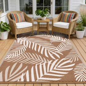 Kohree outdoor rug 9x12 brown-beige waterproof, ideal for patios and decks