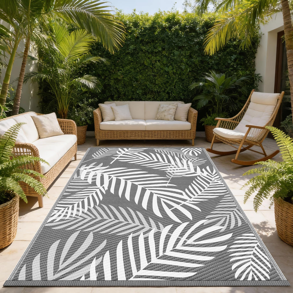 Kohree outdoor rug waterproof 9x12 ideal for patio protection and quick wipe clean
