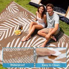 Kohree patio rug on deck, stylish and durable for outdoor spaces