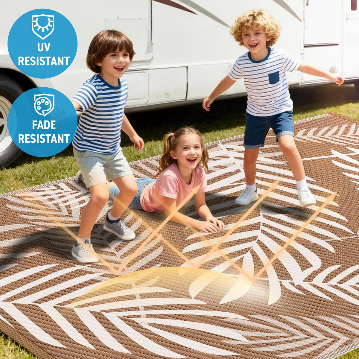 Kohree RV mat with easy-clean waterproof surface for camping