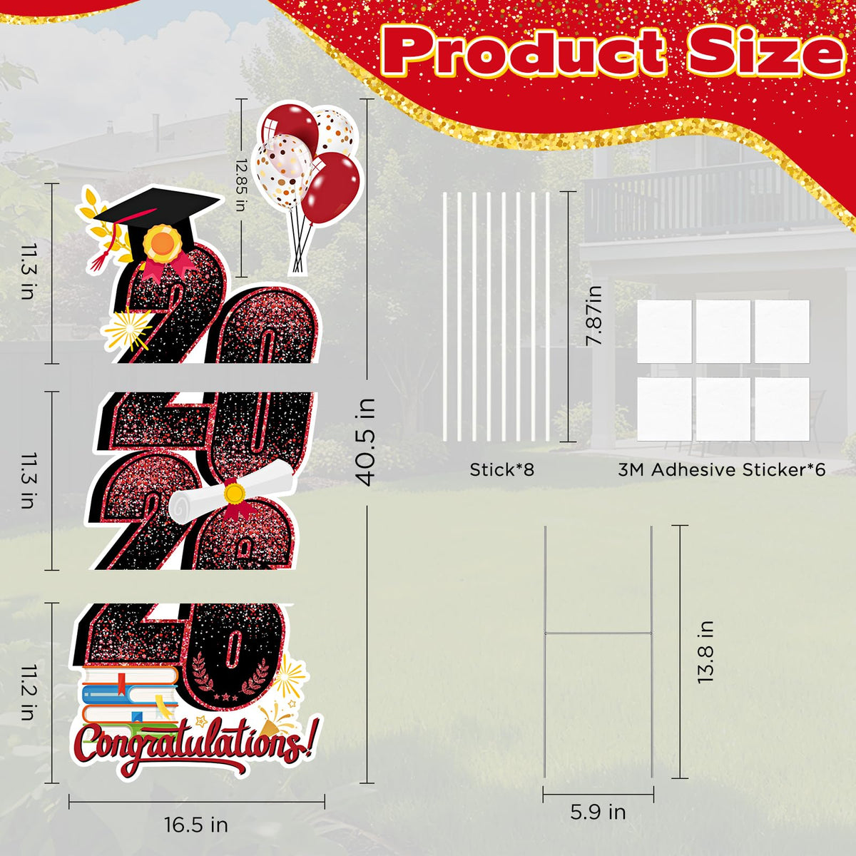 KOITHE yard sign assembly showing back panels and stakes for easy setup.