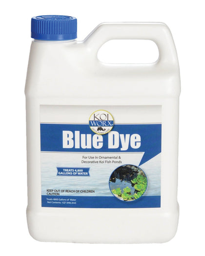 KoiWorx blue dye adds a natural blue tint to decorative pond water.