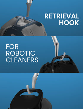Kokido retrieval hook aiding cordless robot vacuum handling and removal