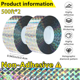 KOKMEYA Bird Scare Tape rolled on a garden trellis, ready for outdoor installation.