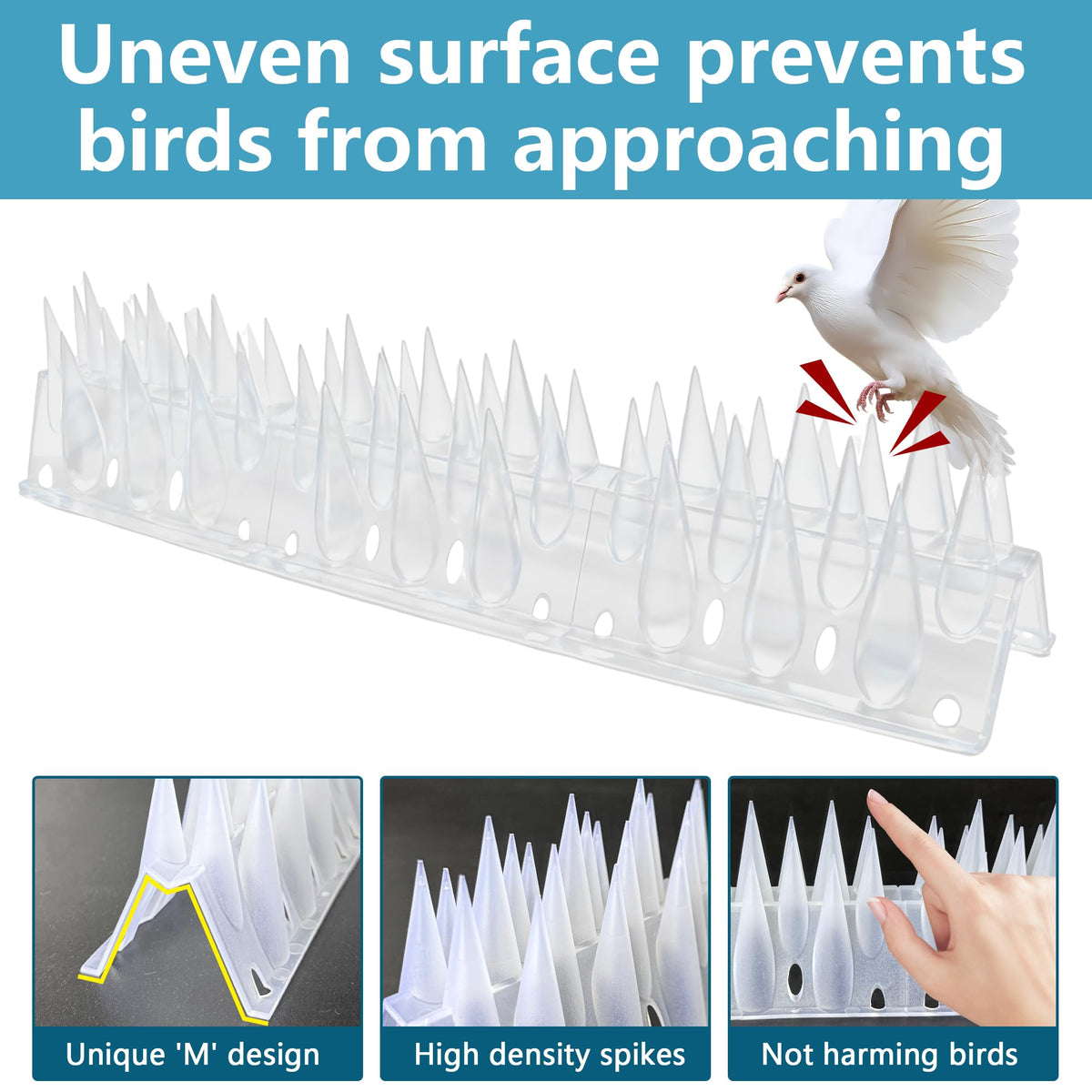 11.81-inch spike length fits eaves, fences, and walls.