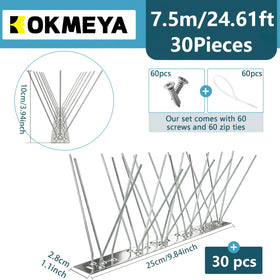 KOKMEYA 304 stainless steel spikes close-up highlighting rust resistance.