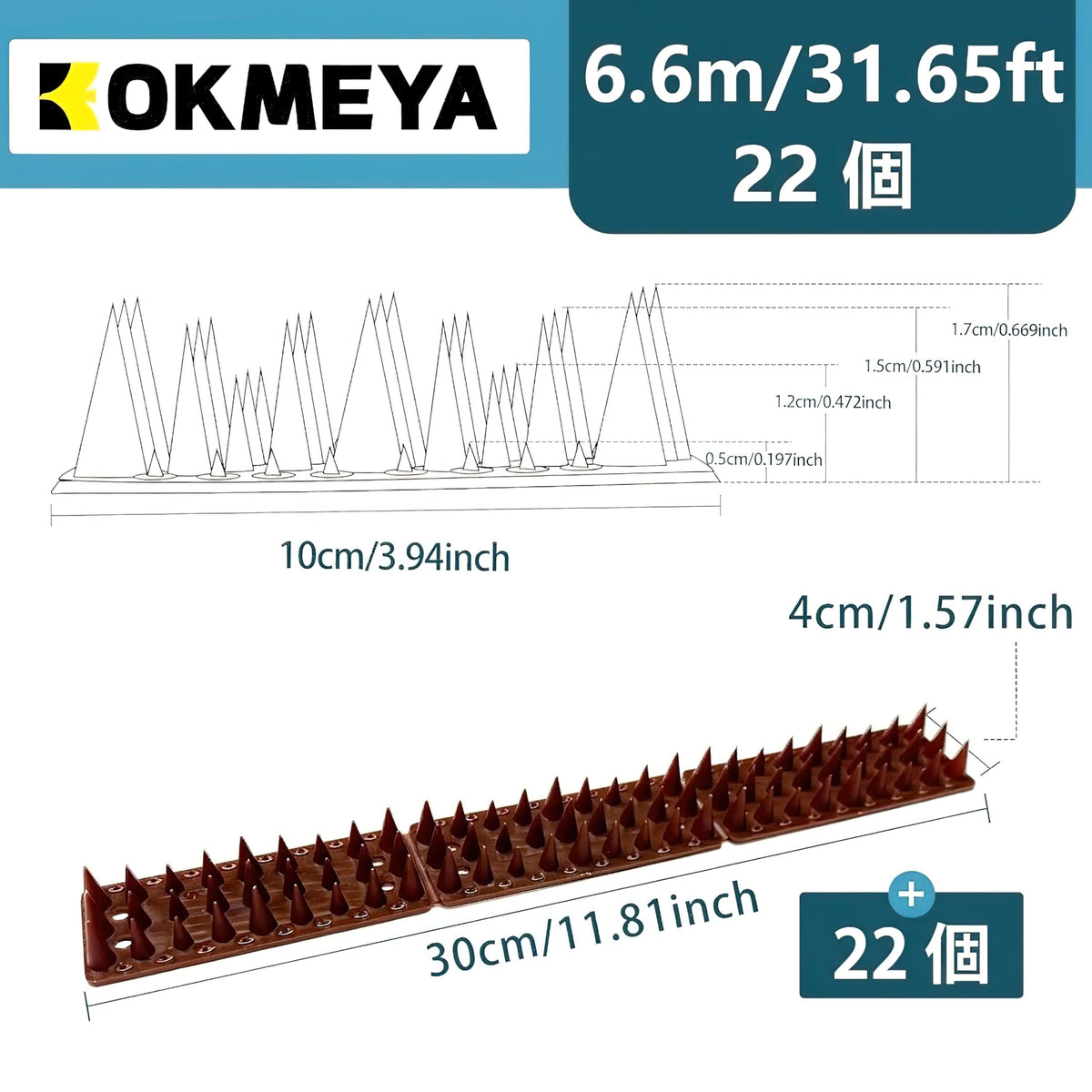 KOKMEYA bird spikes installed on a fence provide reliable outdoor protection.