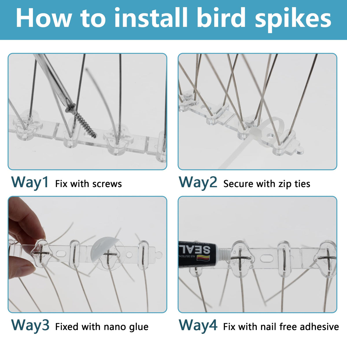 KOKMEYA bird spikes on windowsill ensuring tidy sightlines