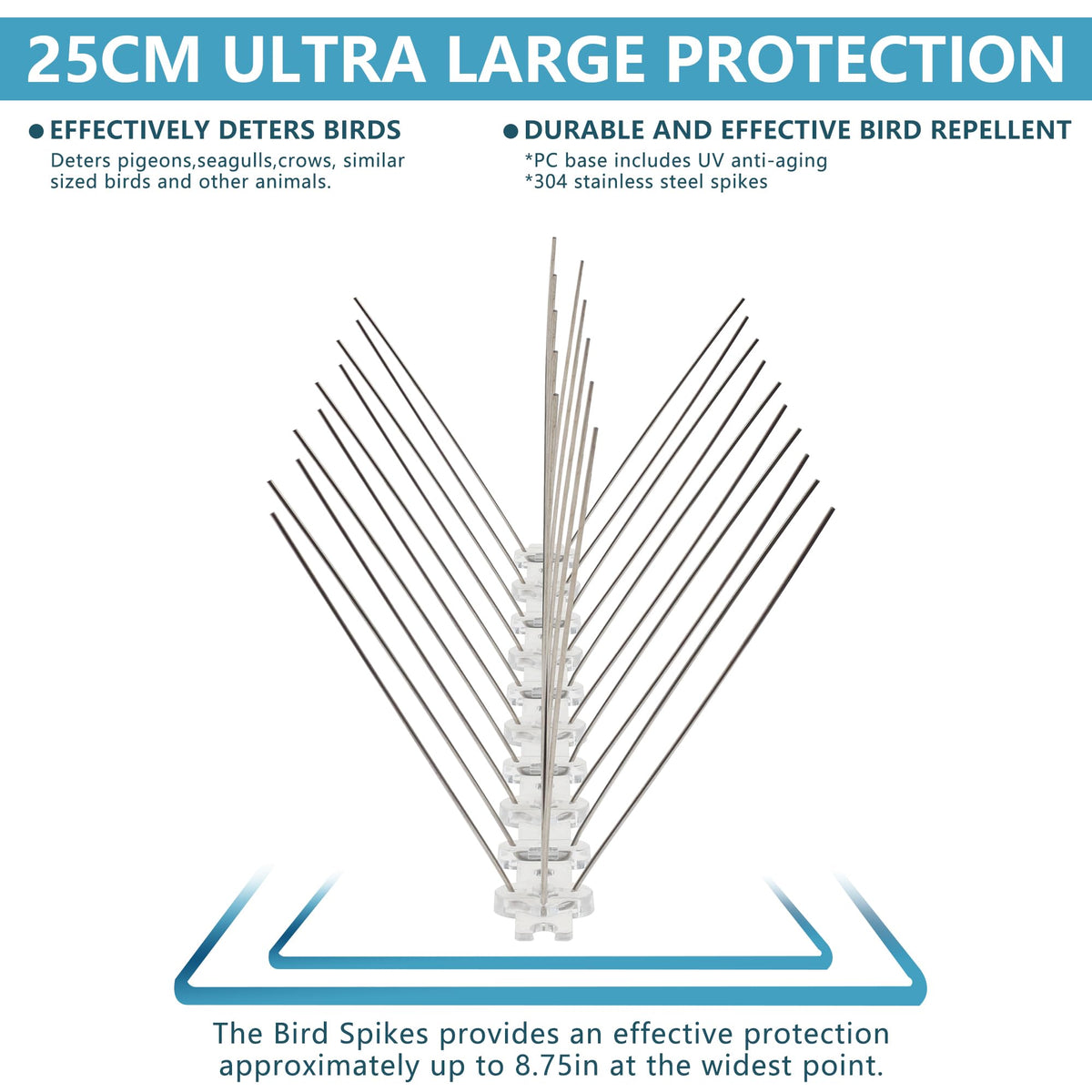 KOKMEYA plastic-base bird spikes cuttable to fit irregular edges