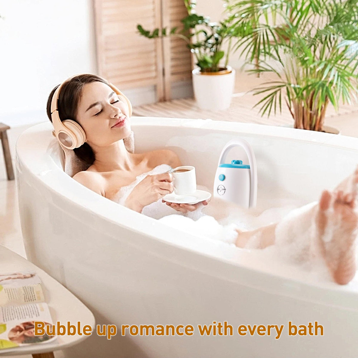 KokoSelene bath jets bubbles in action create soothing bath-time relaxation.