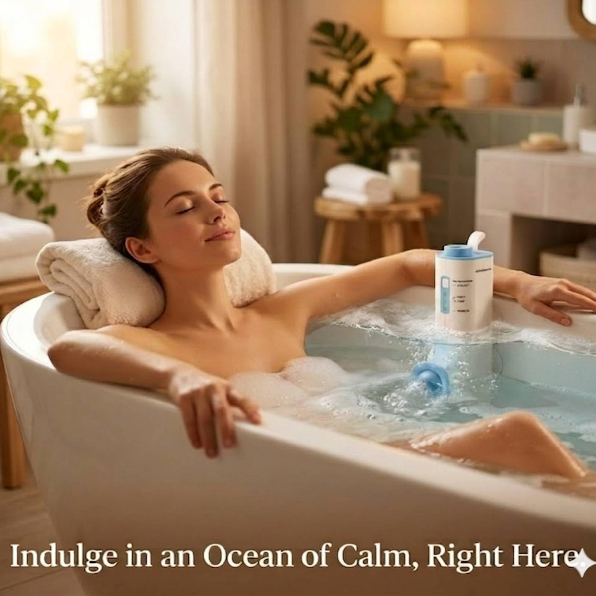 KokoSelene bath jets dual-modes enabling focused stream or bubbles for relaxation
